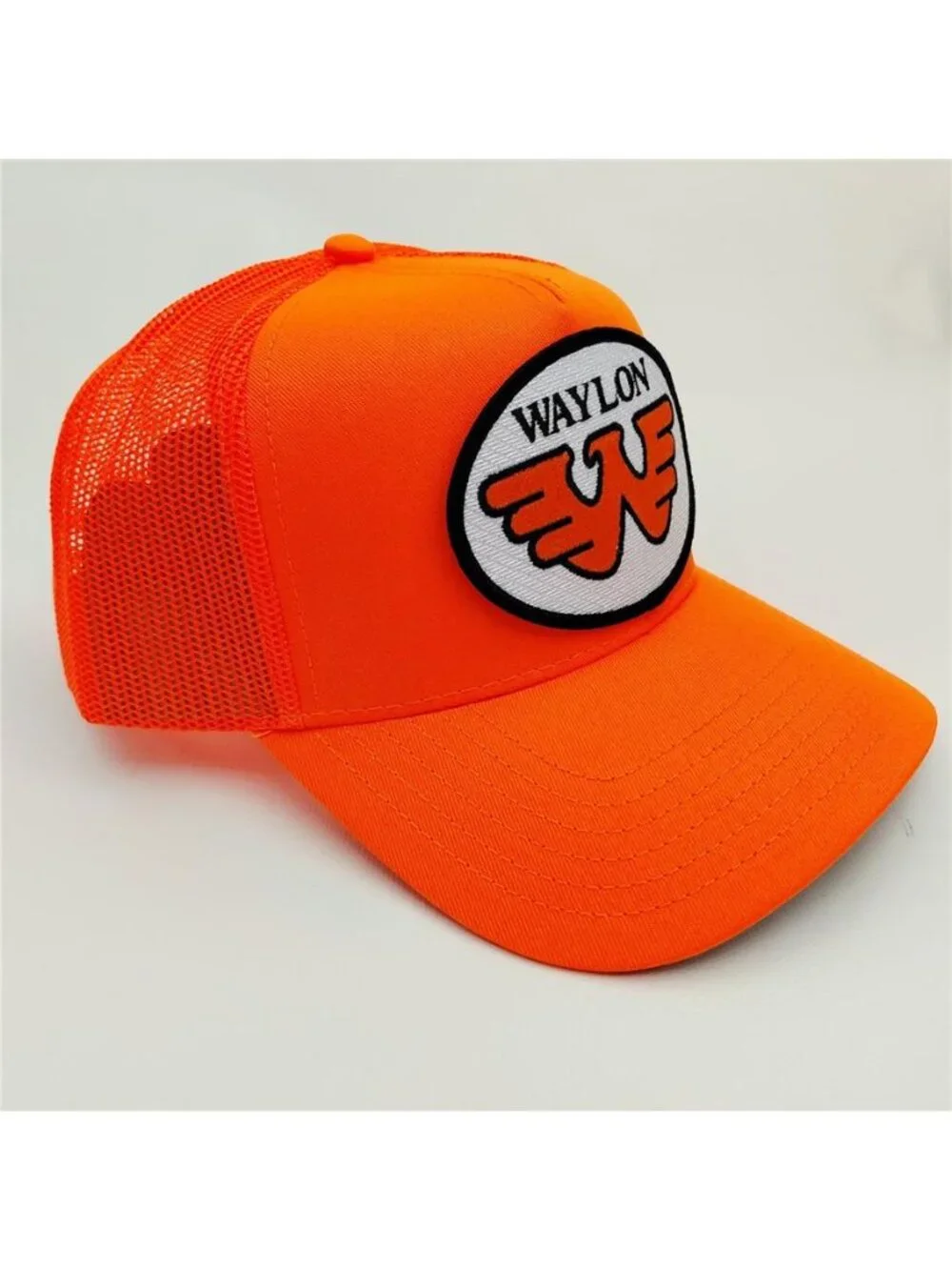 Retro Waylon Trucker Hat Vintage Outlaw Country Music Patch Snapback Orange Neon